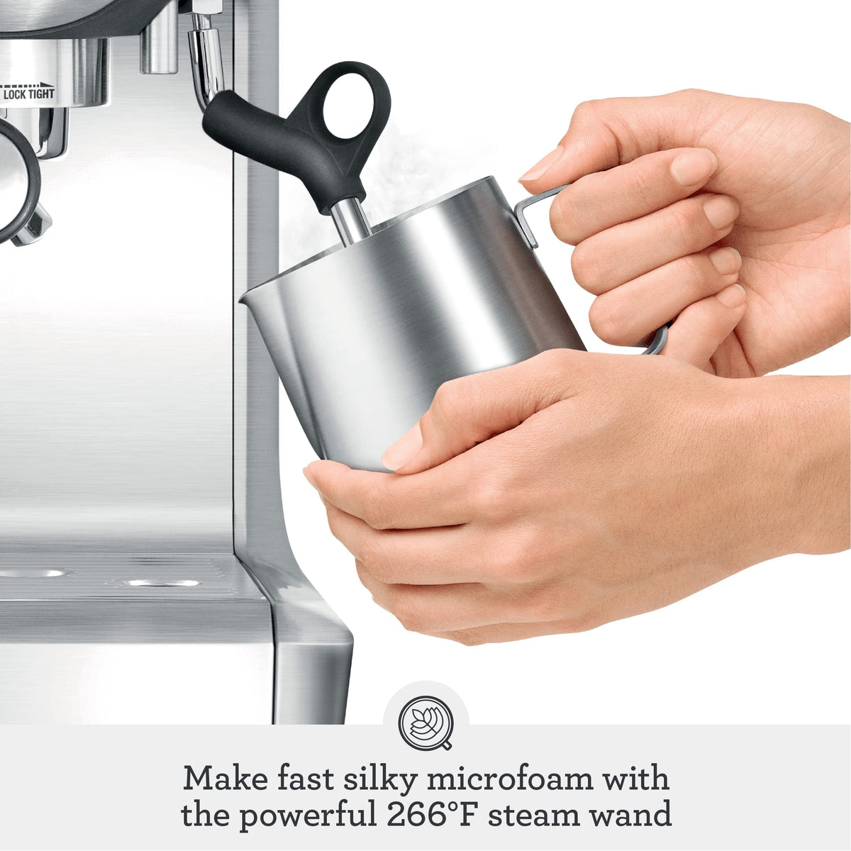 Breville Barista Express half-pound bean hopper keeps beans ready