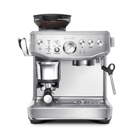 Breville Barista Express Impress front view with brushed stainless steel for cafe‑quality espresso at home