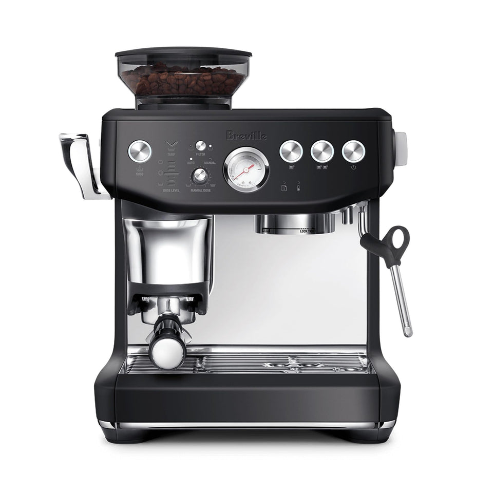 Breville Barista Express Impress puck system demonstrates consistent espresso extraction