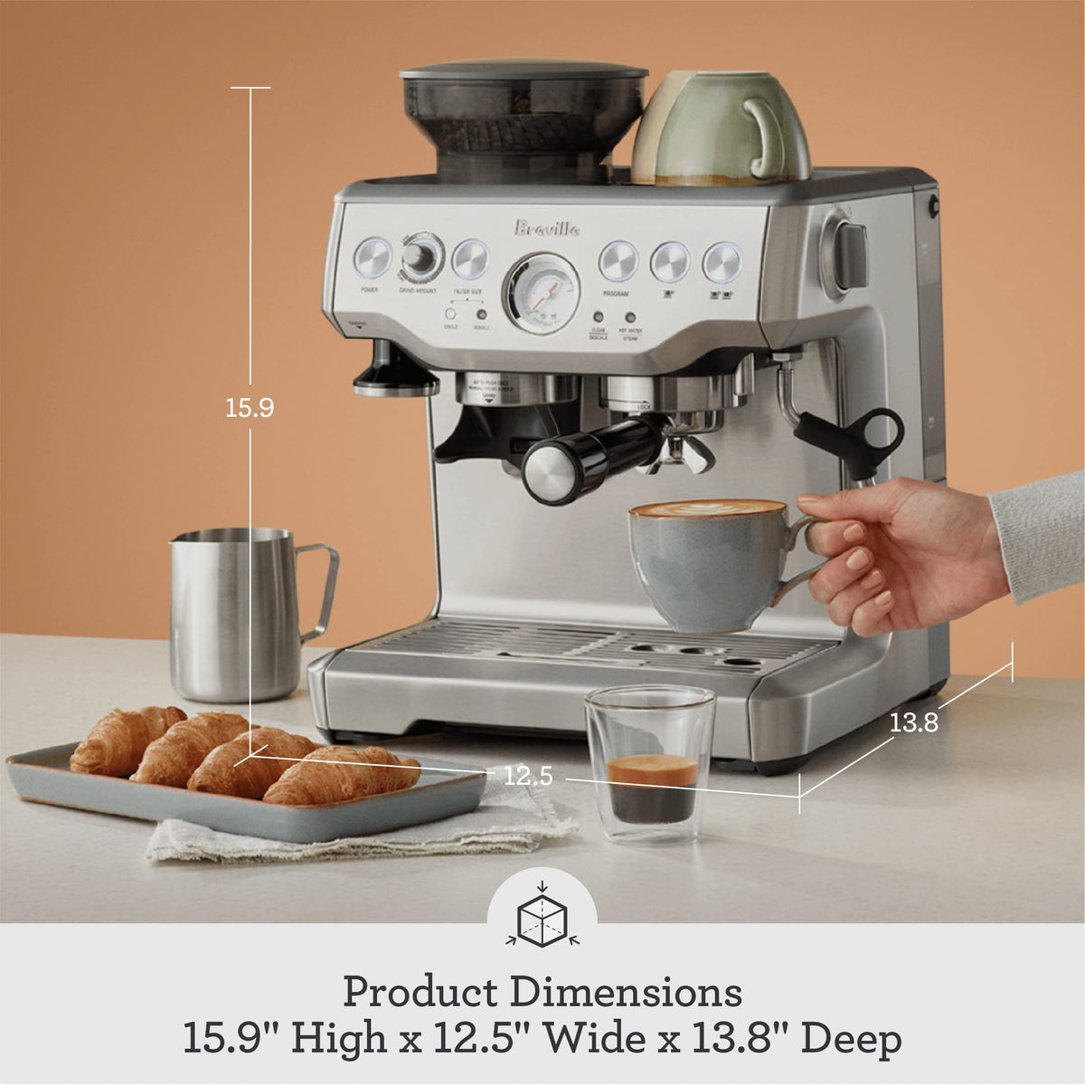 Breville Barista Express steam wand creates rich microfoam for drinks
