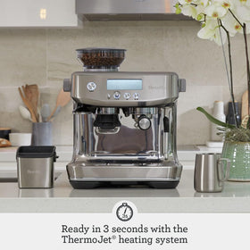 Breville Barista Pro BES878BSS LCD display showing progress and settings