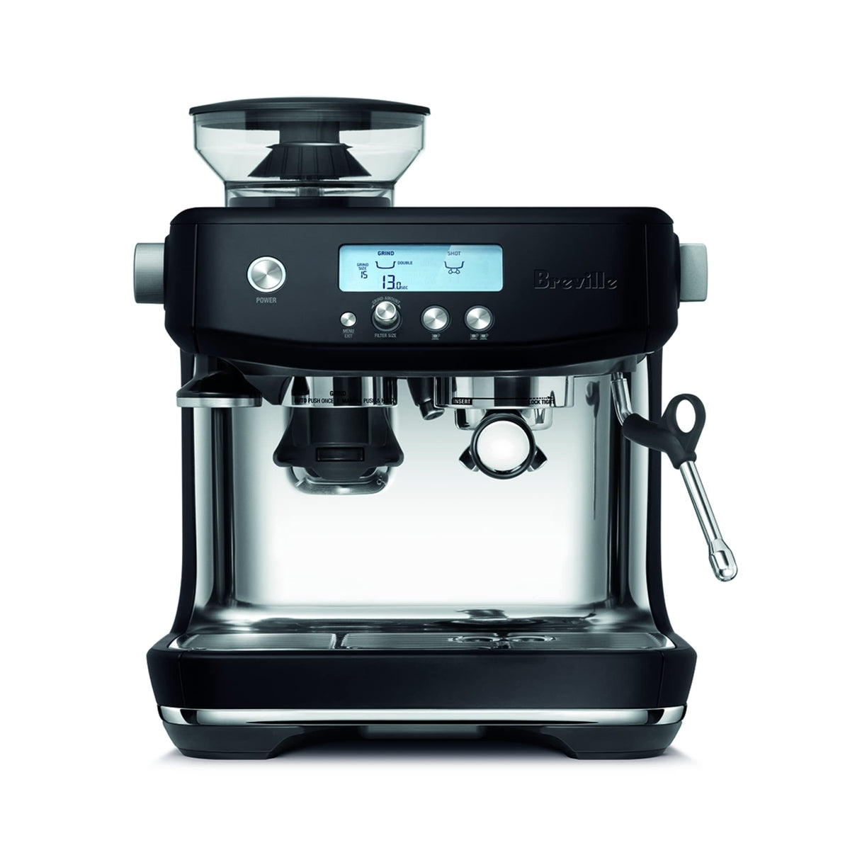 Breville Barista Pro BES878BTR front view in Black Truffle for home use