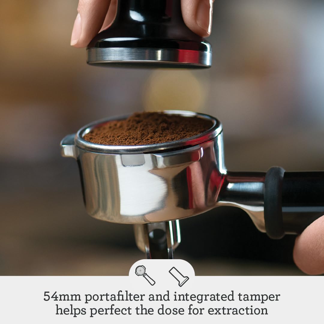 Breville Barista Touch BES880BTR 54mm portafilter supports consistent extraction.