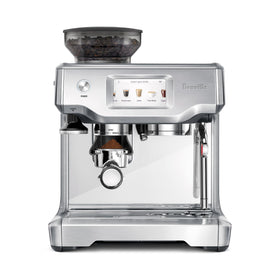 Breville Barista Touch front view in brushed stainless steel for home café appeal.