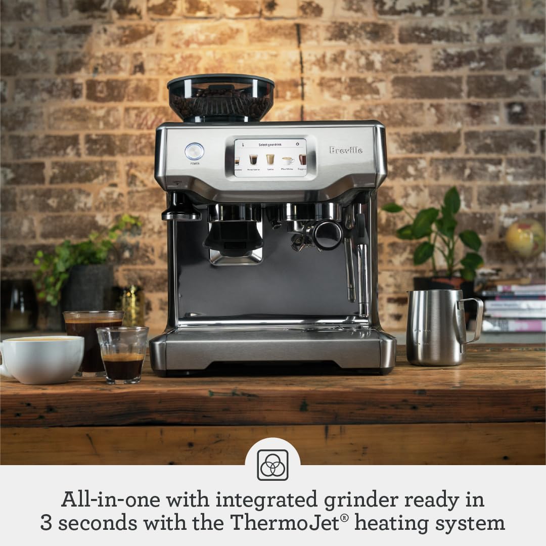 Breville Barista Touch side panel shows durable construction for daily use.