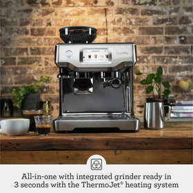 Breville Barista Touch side panel shows durable construction for daily use.
