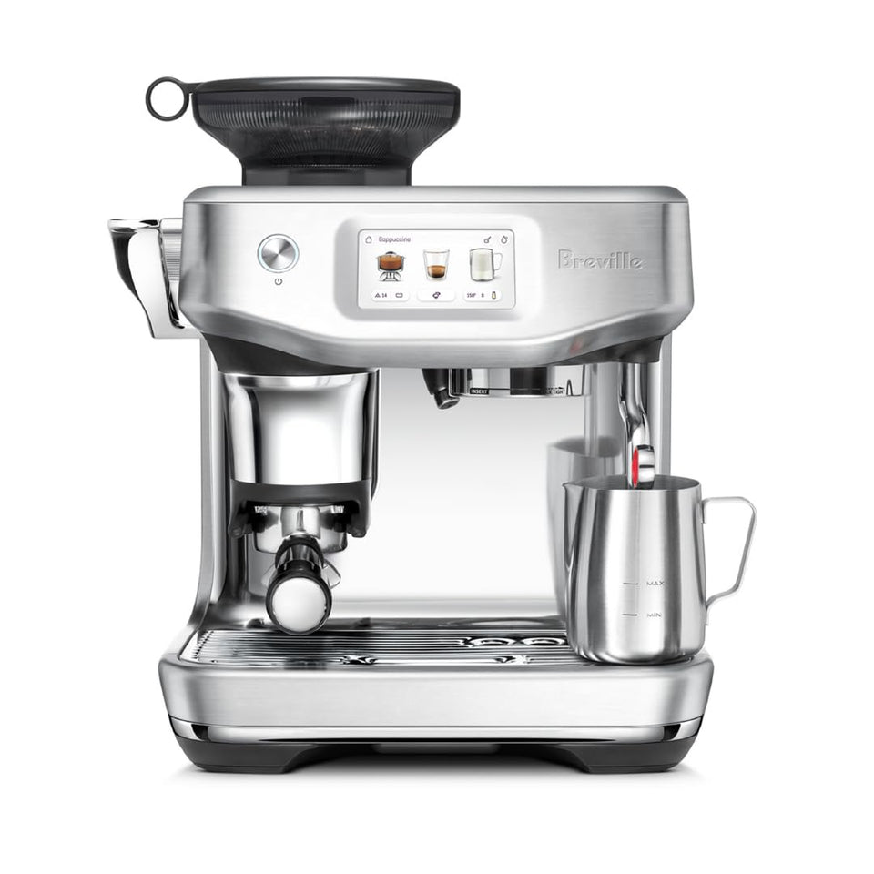 Breville Barista Touch Impress espresso shot showing rich crema and precise extraction.