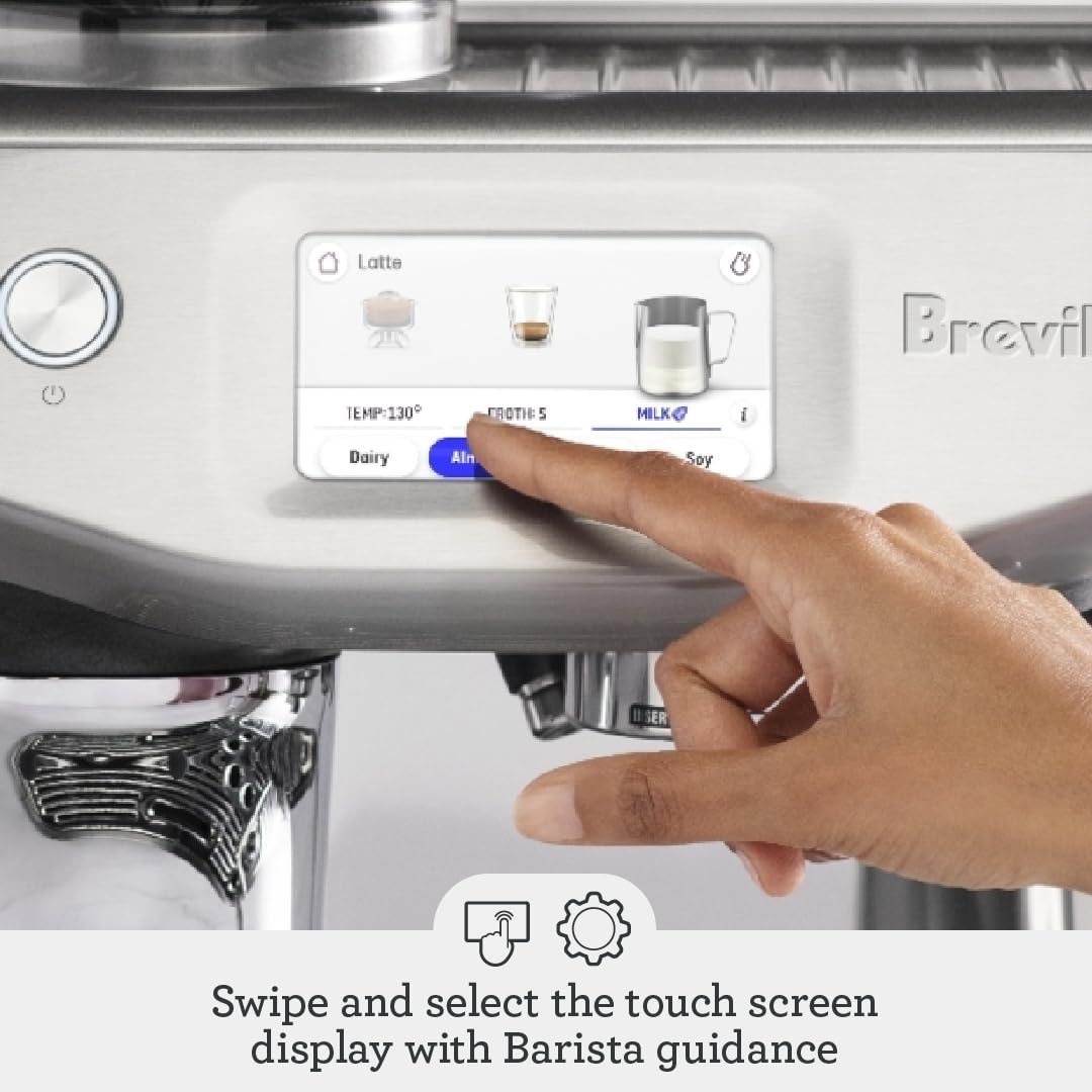 Breville Barista Touch Impress milk steaming for velvety microfoam.