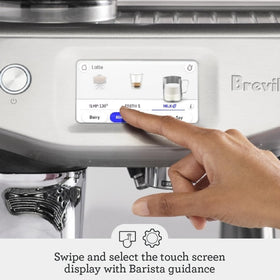 Breville Barista Touch Impress milk steaming for velvety microfoam.