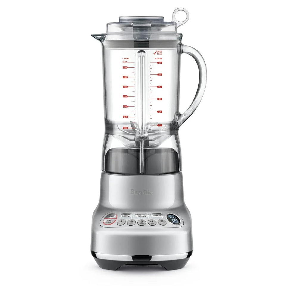 Breville BBL620SIL Fresh and Furious blender with sleek silver finish for powerful smoothies.
