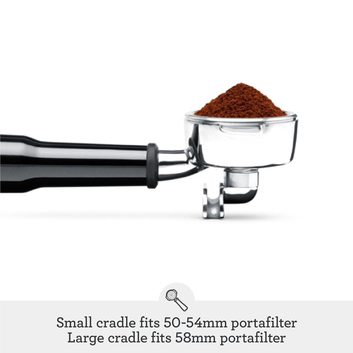 Breville BCG820OLT conical burrs in olive-tapenade delivering consistent grind sizes