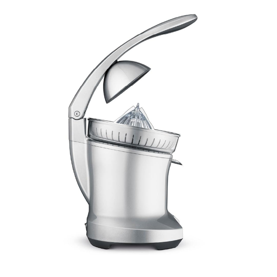 Breville BCP600SIL citrus press motorized for quick, fresh juice.