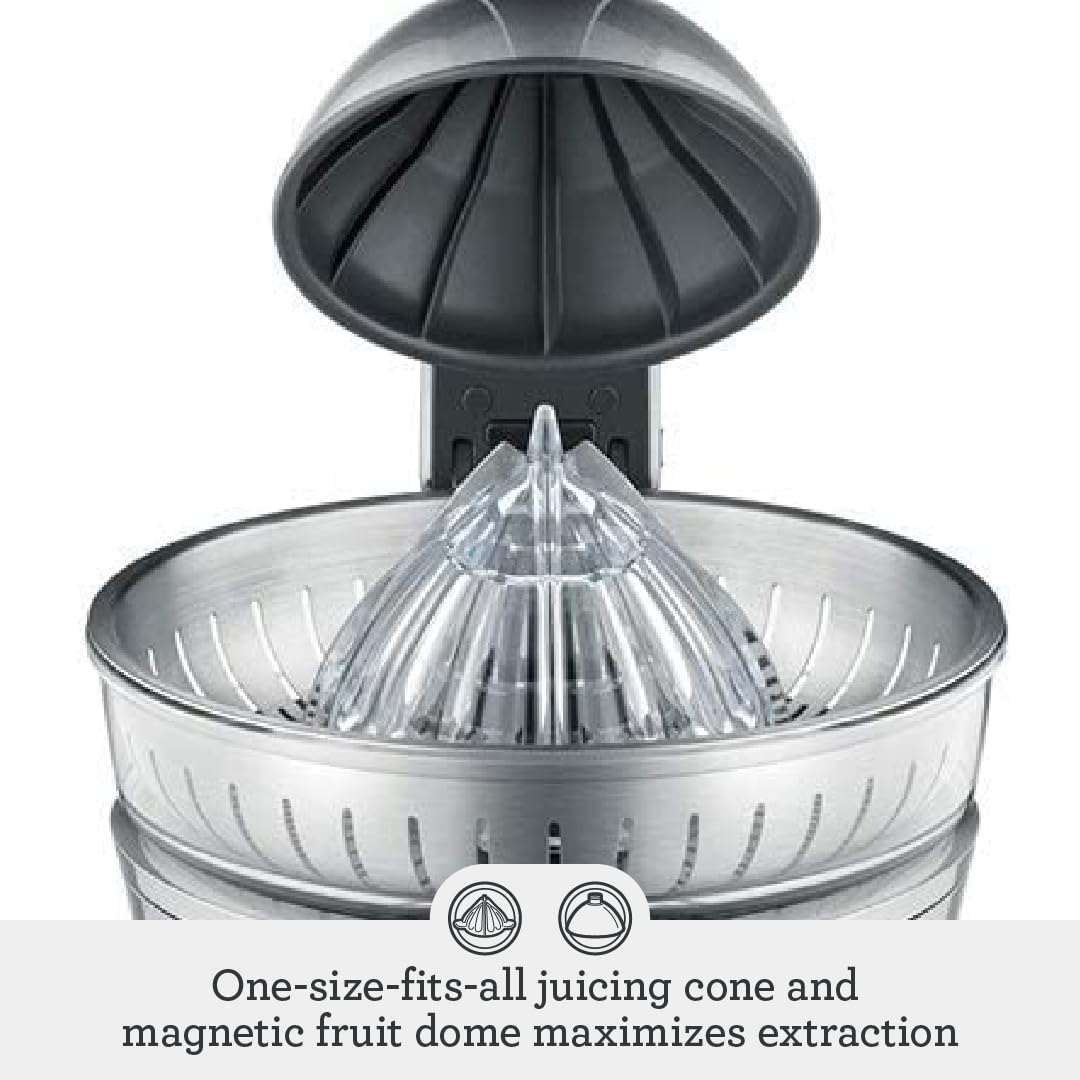 Breville BCP600SIL finned juicing cone maximizes juice extraction.