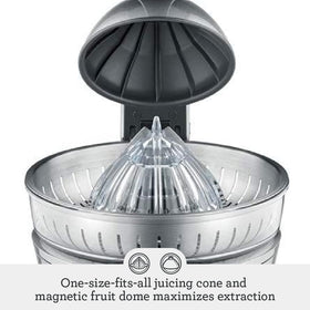 Breville BCP600SIL finned juicing cone maximizes juice extraction.