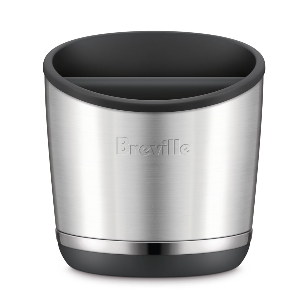 The Breville BEA502BSS knock box 20-puck storage for mess-free espresso cleanup.