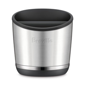 The Breville BEA502BSS knock box 20-puck storage for mess-free espresso cleanup.