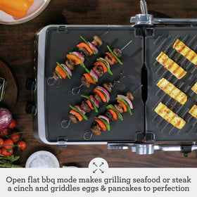 Breville BGR700BSS independent plate temperature control enables simultaneous cooking
