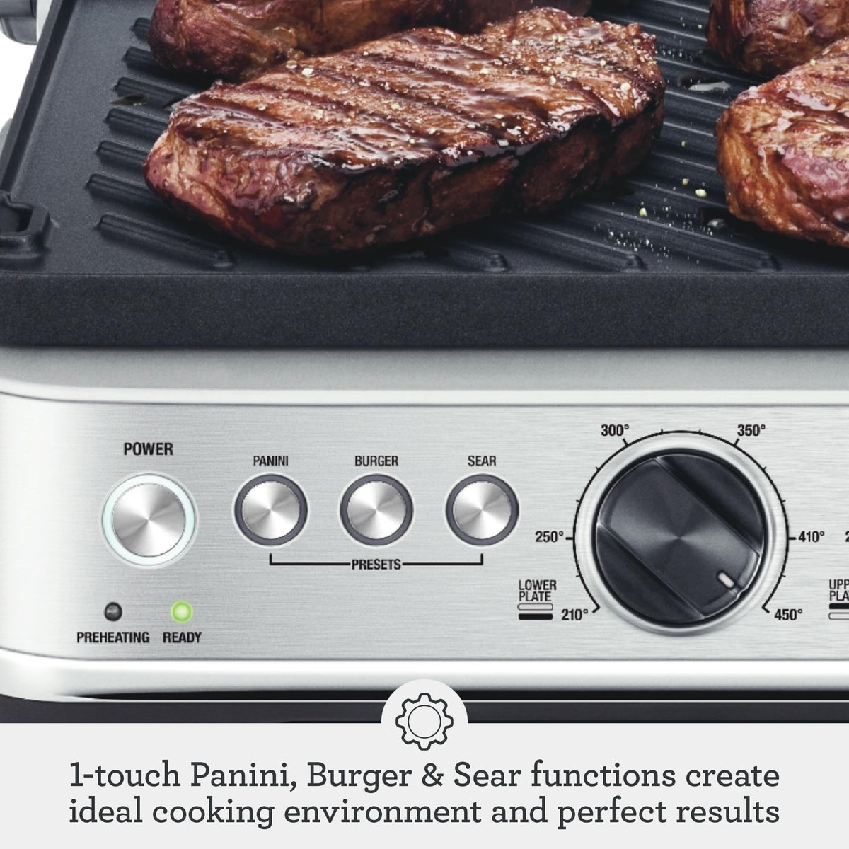 Breville BGR700BSS reversible ceramic plates for browning and easy cleanup