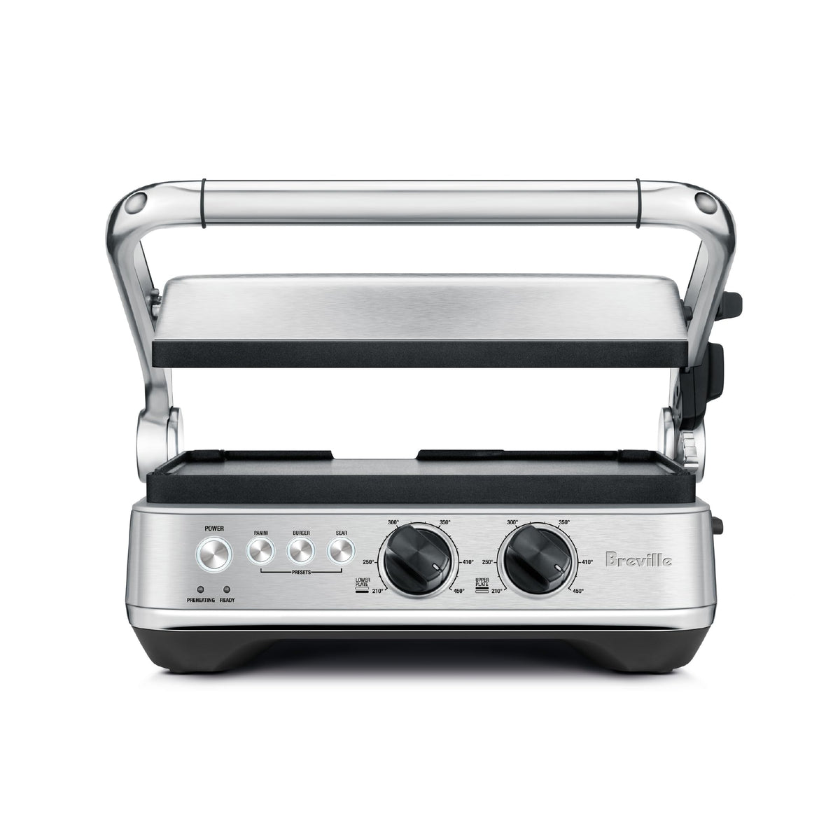 Breville BGR700BSS sear and press grill open-flat mode for versatile indoor grilling