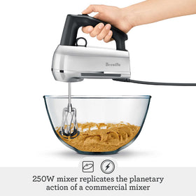 Breville BHM800OLT Beater IQ technology detects attachment for optimal speed.