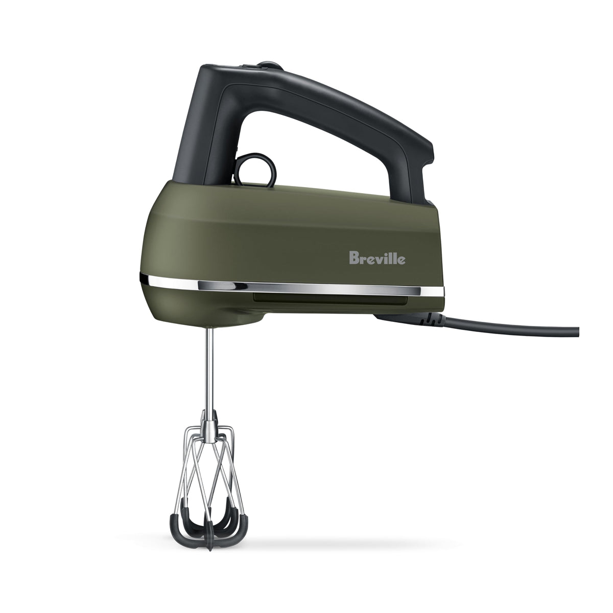 Breville BHM800OLT hand mixer with ergonomic handle for comfortable long use.