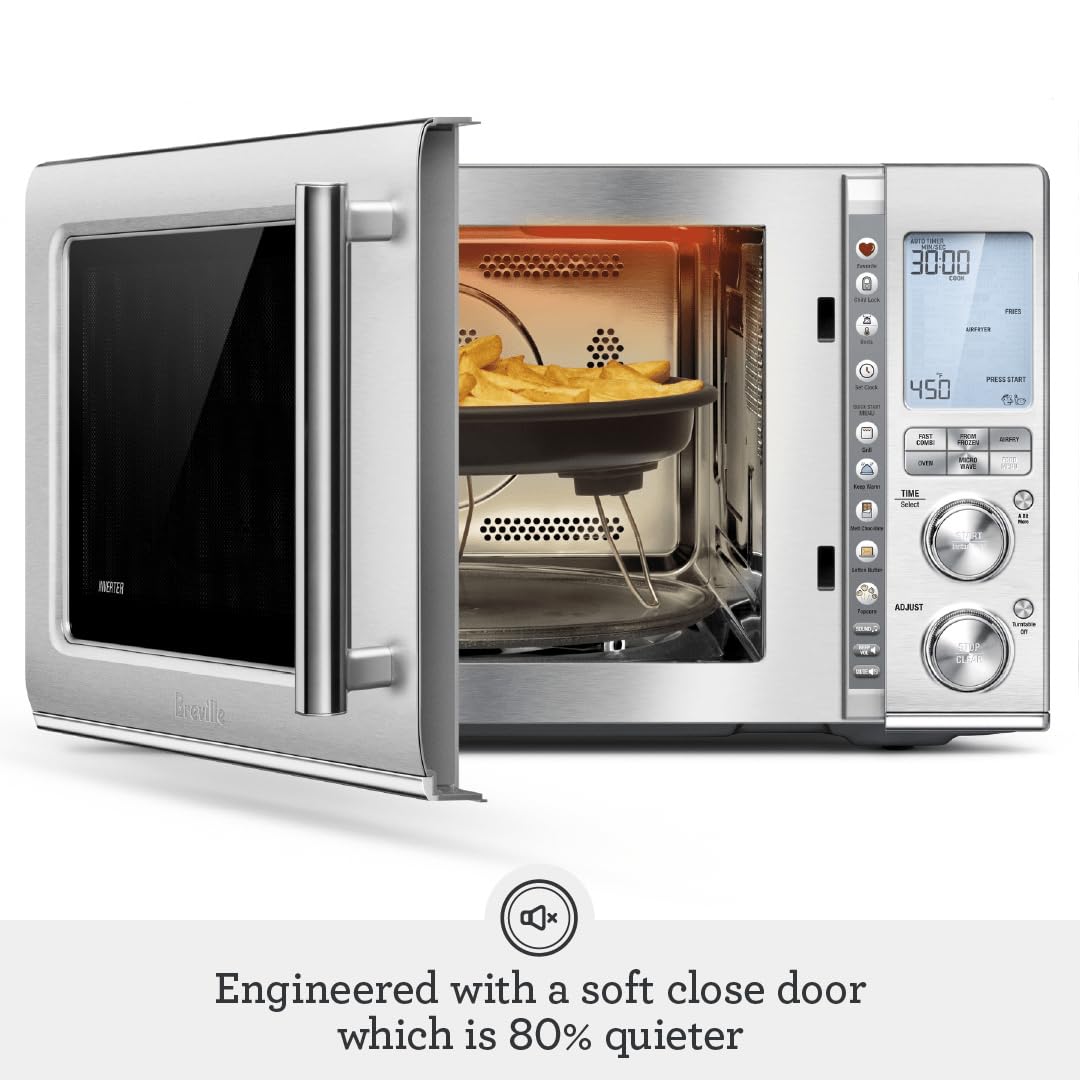 Breville BMO870BSS inverter microwave synchronizes power for even reheating and gentle defrosting.