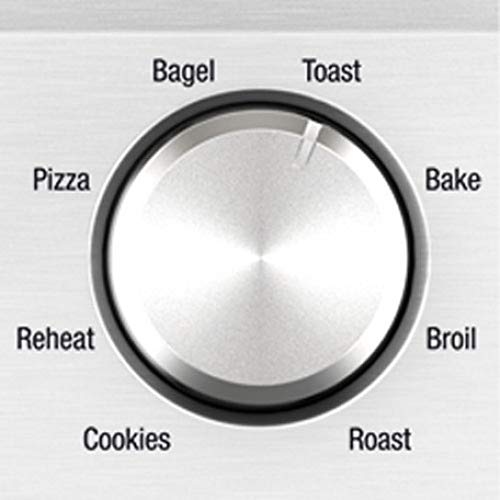 Breville BOV450XL LCD display close-up for quick function selection during busy mornings.