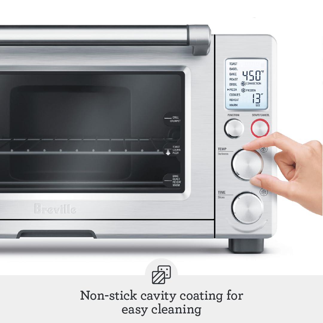 Breville BOV800XL control panel with LCD showing 9-function versatility