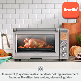 Breville Smart Oven Pro interior with convection heat for faster cooking.