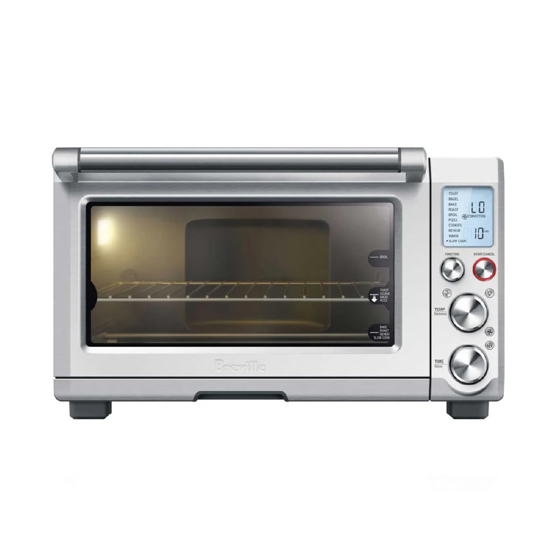 Breville BOV845BSS Smart Oven Pro exterior in brushed stainless for stylish countertop cooking.