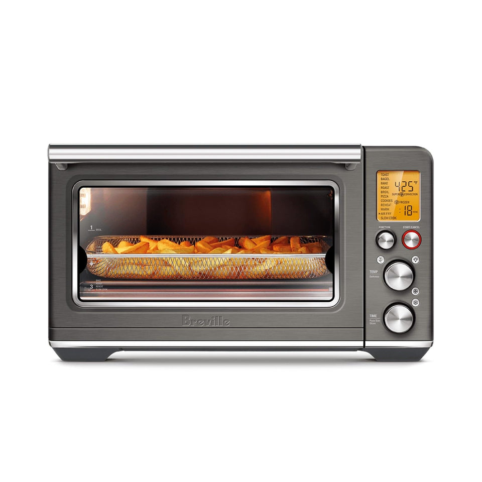 Breville BOV860BST air fry basket for crispy results with less oil.