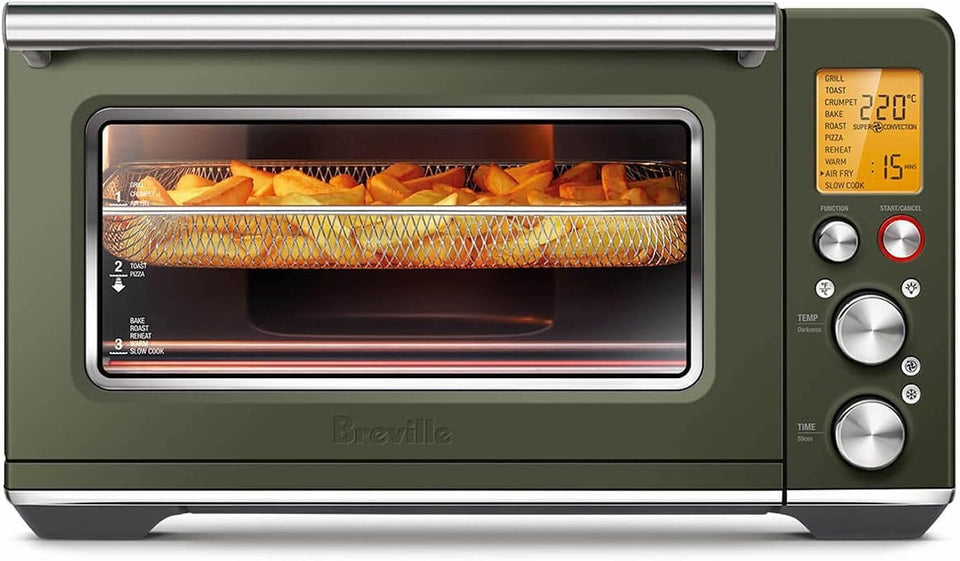Breville BOV860OLT with air-fry basket delivering crispy, healthier results.