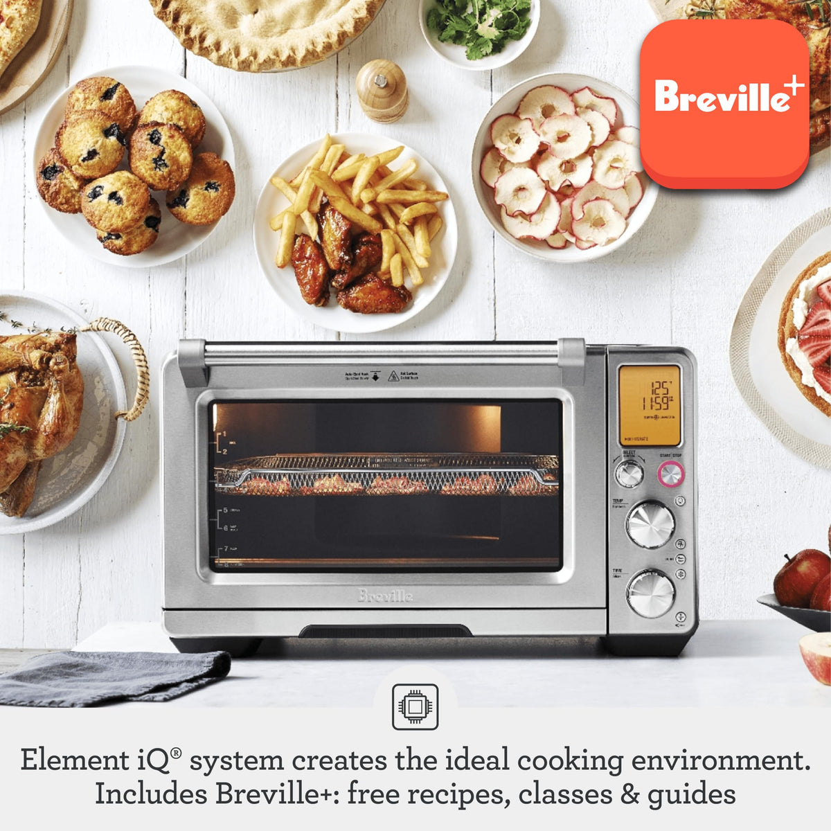 Breville BOV900BSS air fry function demo displaying crispy results at home.