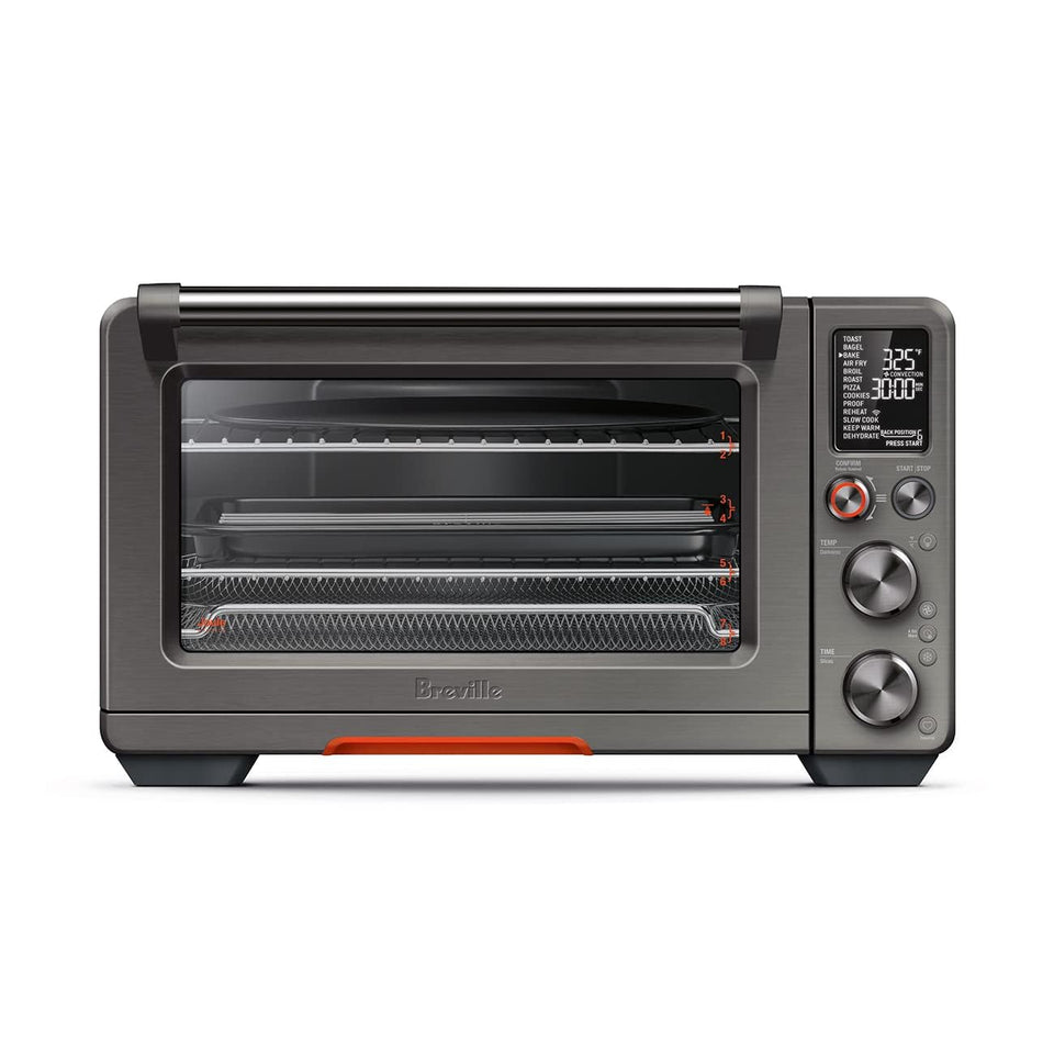 Breville BOV950BST Joule front view highlights premium build for quick meals.