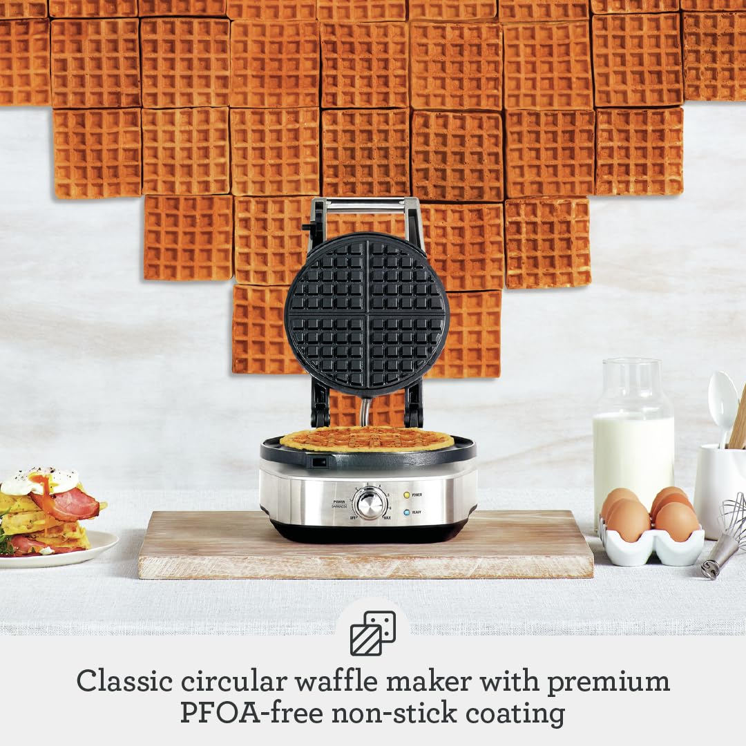 Breville BWM520XL seven-settings browning dial for customizable waffles.