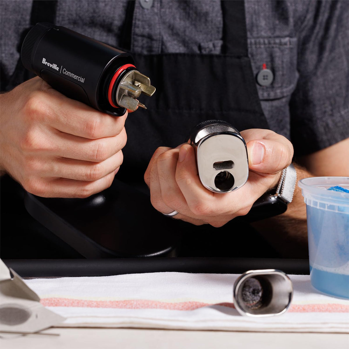 Compact integrated stand provides stable hands-free operation