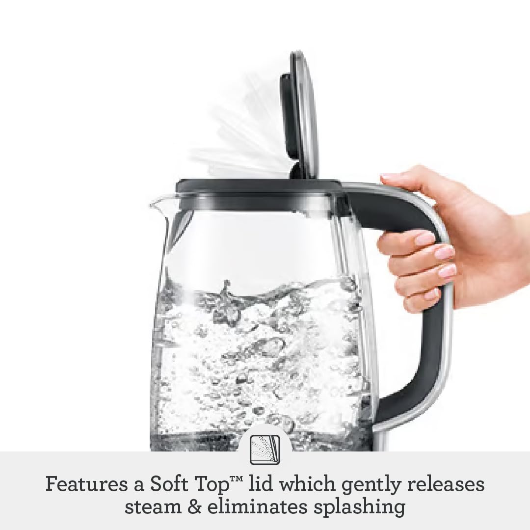 Breville Crystal Clear Kettle BKE595XL ergonomic handle for comfortable, secure grip
