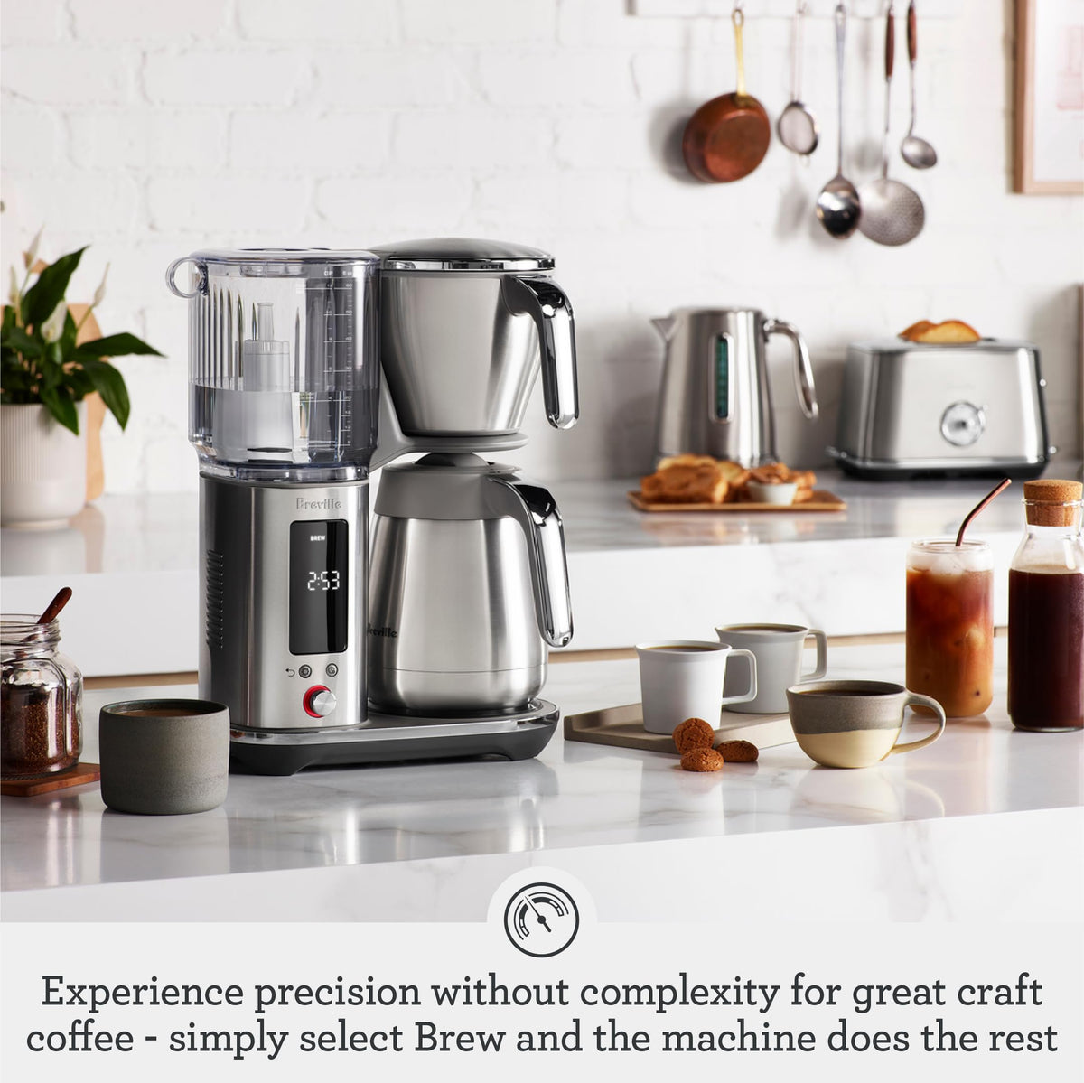 Breville Luxe Drip Coffee Machine control panel with one-touch Brew for consistent results.