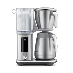 Breville Luxe Drip Coffee Machine front view shows a sleek brushed finish for stylish mornings.