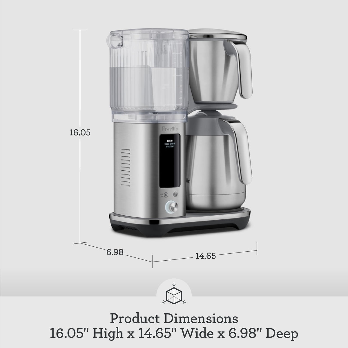 Breville Luxe Drip Coffee Machine thermal carafe preserves heat for hours.
