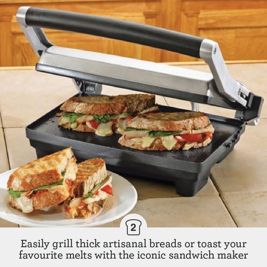 Breville Panini Duo adjustable height for thin or thick fillings