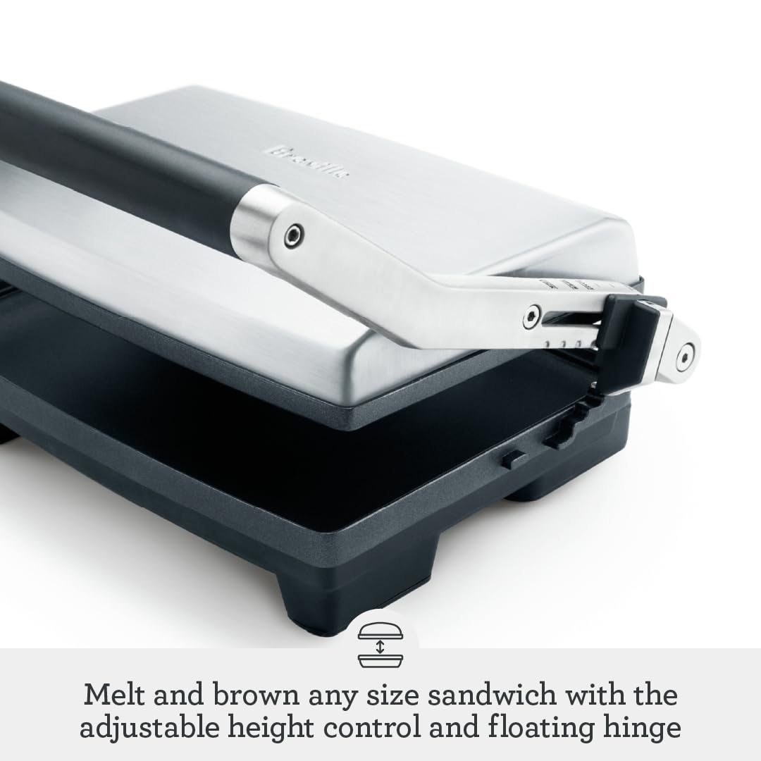 Breville Panini Duo brushed stainless-steel exterior for a sleek look
