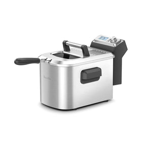 Breville Smart Fryer 4-Quart front view shows compact brushed stainless design for quick everyday frying.