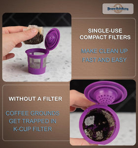 Brew Addicts 300-count pack shown with clear packaging for everyday use
