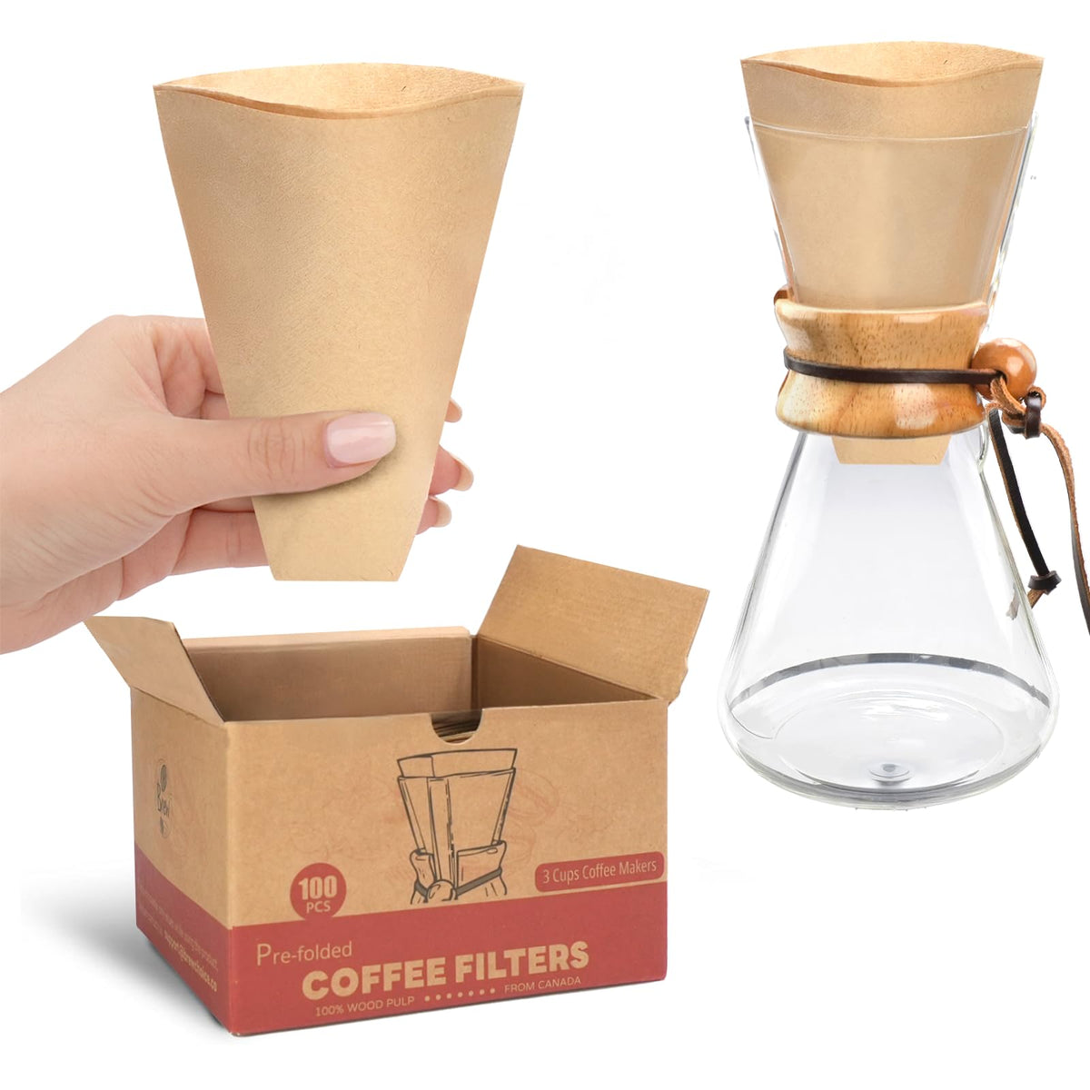 Brew Choice pre-folded cone filter for a clean, quick brew