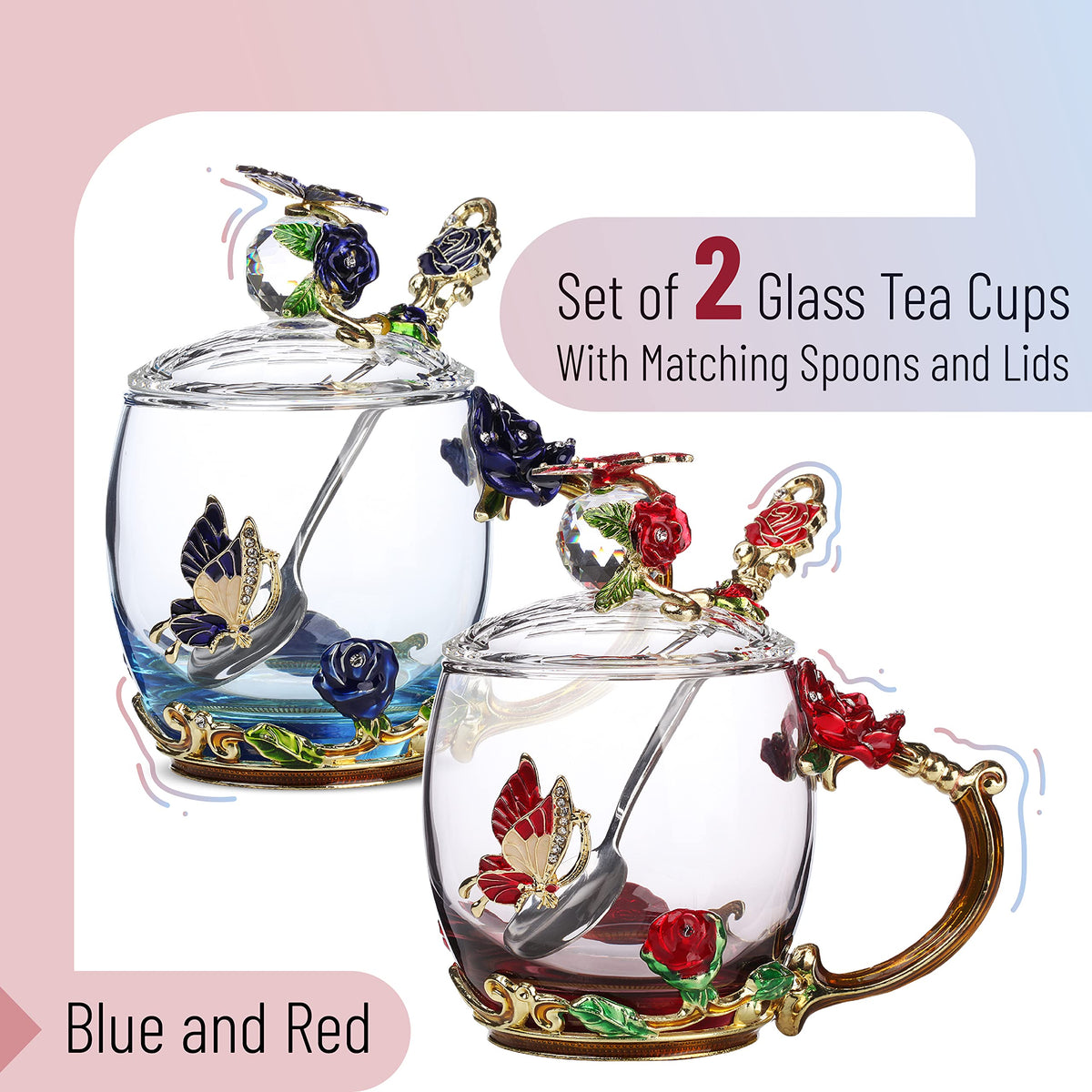 Brew To A Tea butterfly and rose design enhances tea time with sophistication.