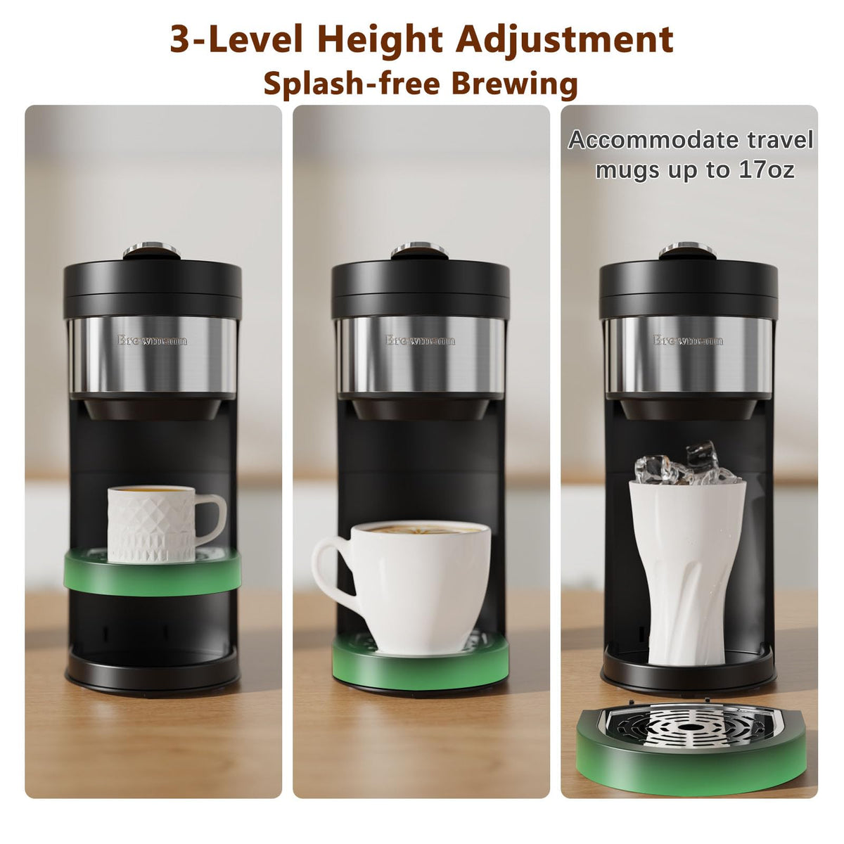Brewmann removable drip tray with tall mugs fits up to seven inches