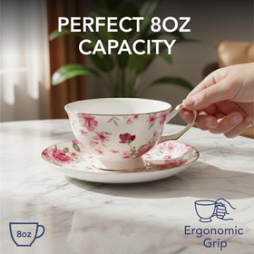 BTaT matching-saucer set enhances presentation and serving convenience.