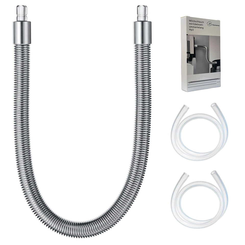 Brewvana HP3 stainless steel milk tube for Jura machines ensures reliable milk flow.