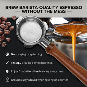 Breysia 18g double-shot basket ensuring even water distribution for balanced espresso.